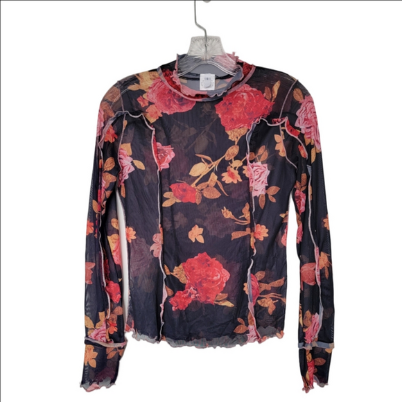 Tops - Y2K Mesh Fairy Grunge Boho Ruffle Long Sleeve Whimsygoth Top Size Small